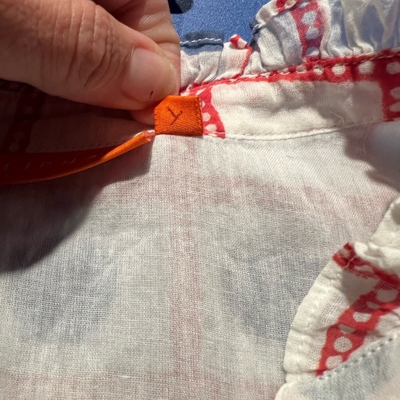 Oliphant Womens Domino Red Smocked Waist Ruffle Cotton Mini Dress Size Medium - Picture 8 of 10